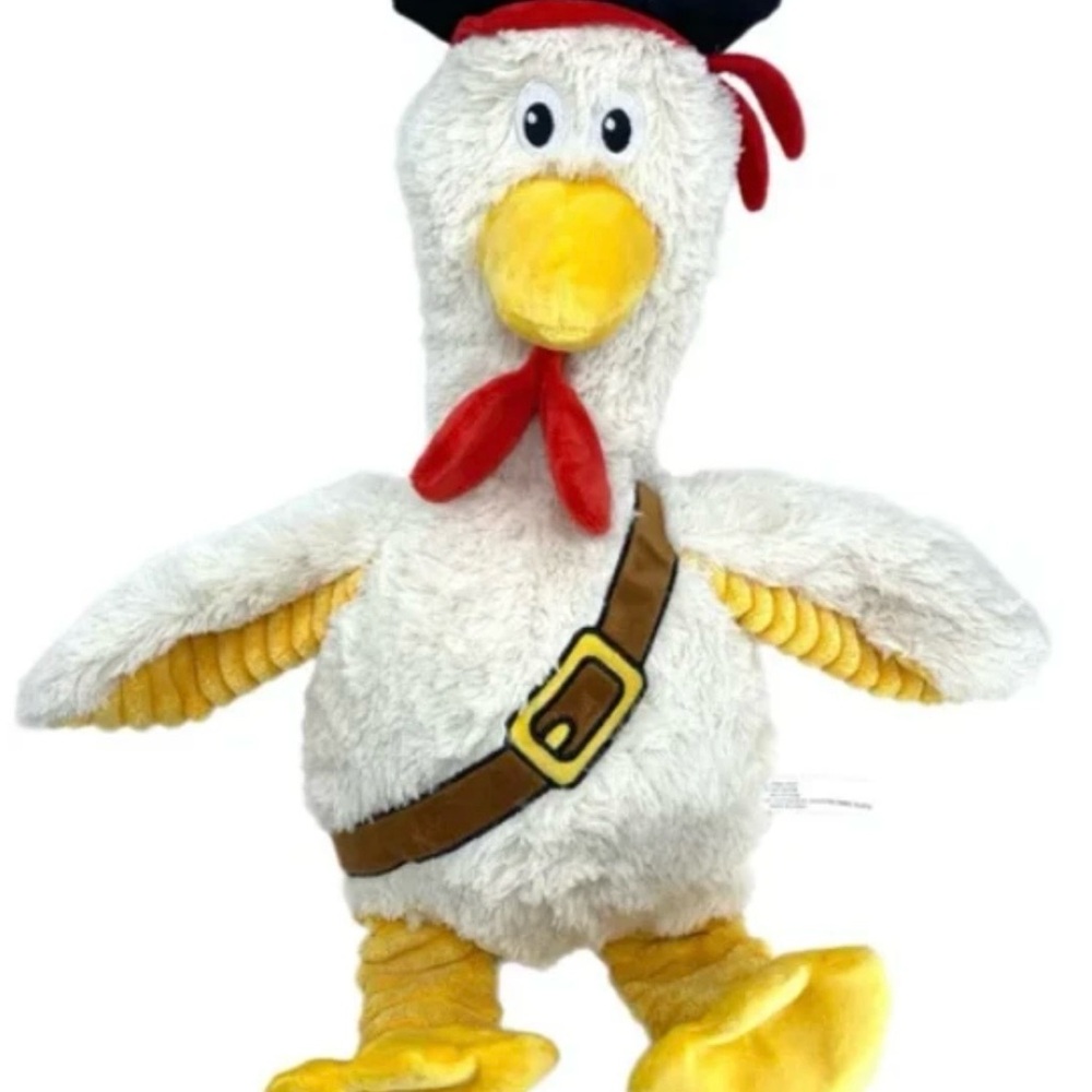 Pirate Chicken Plush Bird Toy - White and Yellow